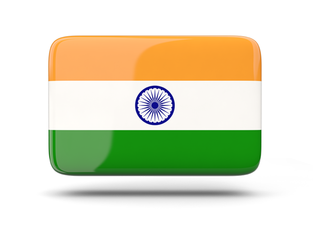 Rectangular icon with shadow. Download flag icon of India at PNG format