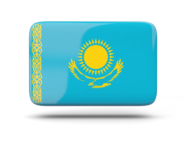 Rectangular icon with shadow. Download flag icon of Kazakhstan at PNG format