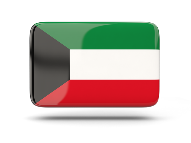 Rectangular icon with shadow. Download flag icon of Kuwait at PNG format