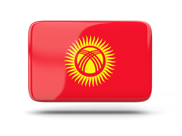 Rectangular icon with shadow. Download flag icon of Kyrgyzstan at PNG format