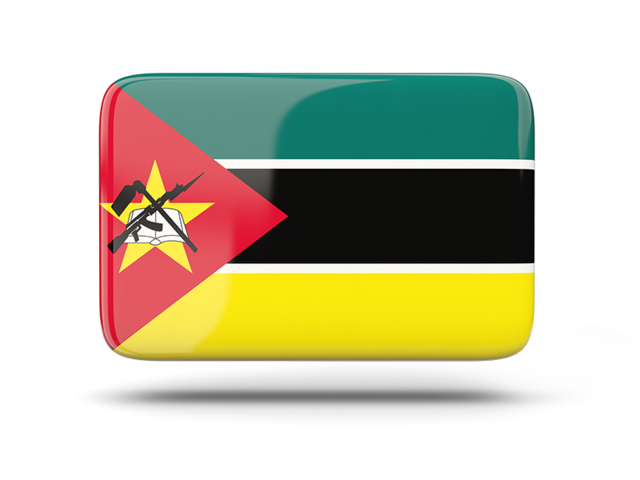 Rectangular icon with shadow. Download flag icon of Mozambique at PNG format