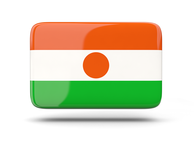 Rectangular icon with shadow. Download flag icon of Niger at PNG format