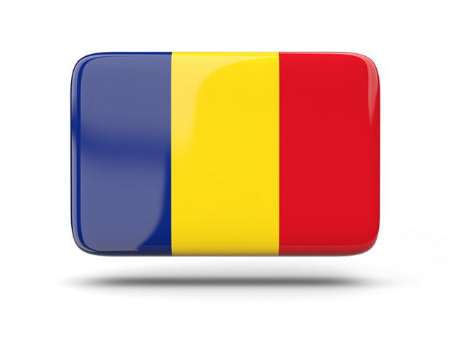 Rectangular icon with shadow. Download flag icon of Romania at PNG format