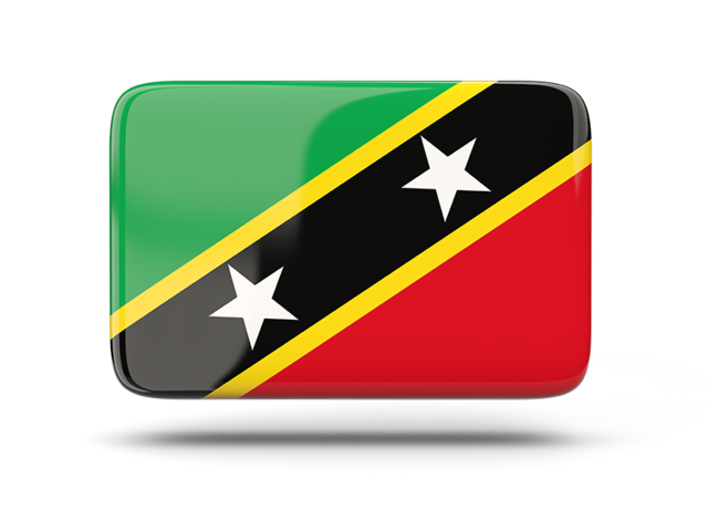 Rectangular icon with shadow. Download flag icon of Saint Kitts and Nevis at PNG format