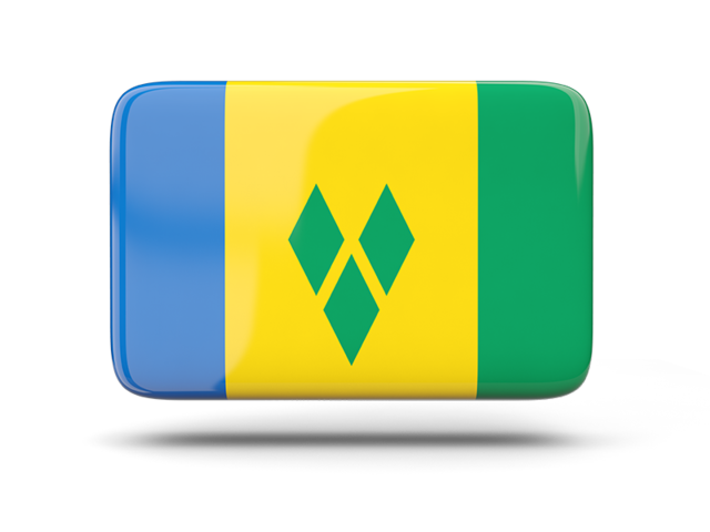 Прямоугольная иконка с тенью. Скачать флаг. Сент-Винсент и Гренадины