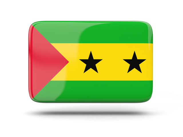 Rectangular icon with shadow. Download flag icon of Sao Tome and Principe at PNG format
