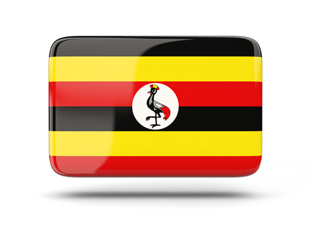 Rectangular icon with shadow. Download flag icon of Uganda at PNG format