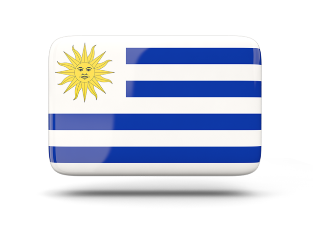 Rectangular icon with shadow. Download flag icon of Uruguay at PNG format
