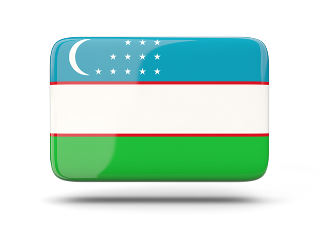 Rectangular icon with shadow. Download flag icon of Uzbekistan at PNG format