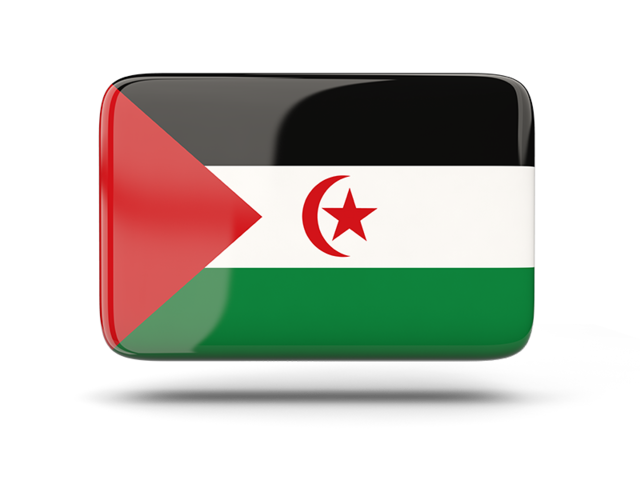 Rectangular icon with shadow. Download flag icon of Western Sahara at PNG format