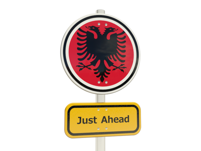 Road sign. Download flag icon of Albania at PNG format