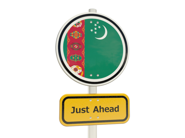 Road sign. Download flag icon of Turkmenistan at PNG format