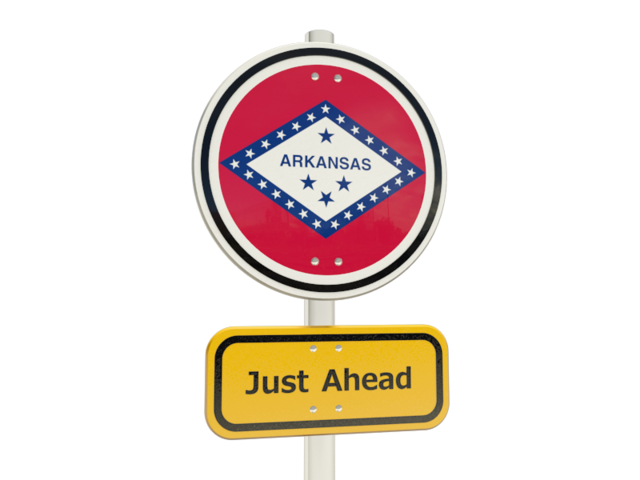 Road sign. Download flag icon of Arkansas