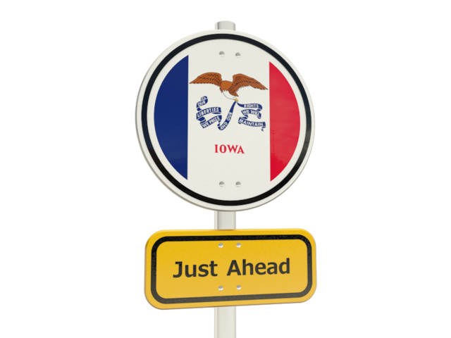 Road sign. Download flag icon of Iowa