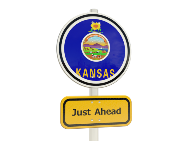 Road sign. Download flag icon of Kansas