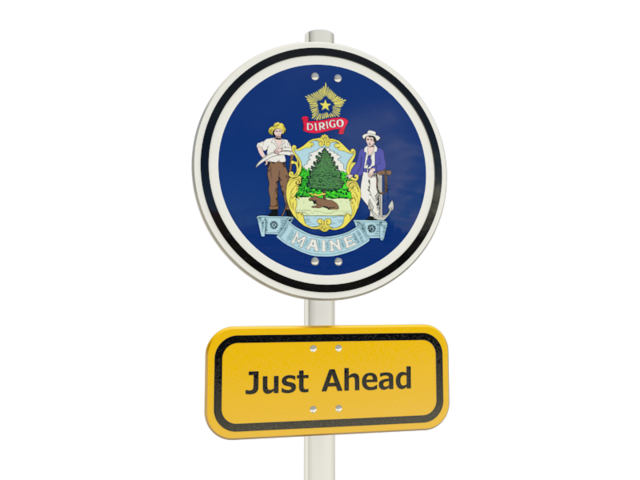 Road sign. Download flag icon of Maine
