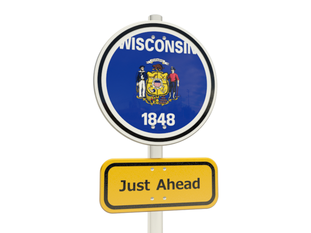 Road sign. Download flag icon of Wisconsin