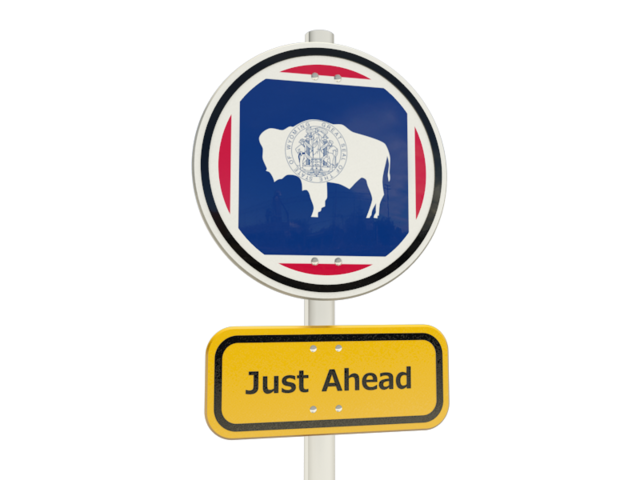 Road sign. Download flag icon of Wyoming