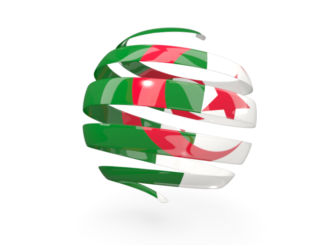 Round 3d icon. Download flag icon of Algeria at PNG format