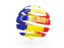 Andorra. Round 3d icon. Download icon.