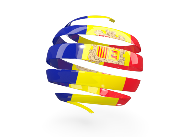 Round 3d icon. Download flag icon of Andorra at PNG format