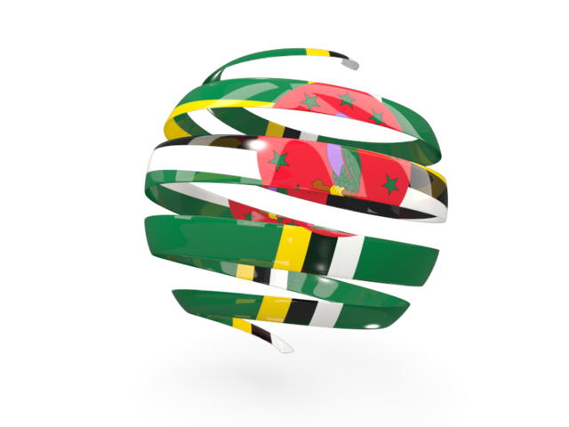 Round 3d icon. Download flag icon of Dominica at PNG format