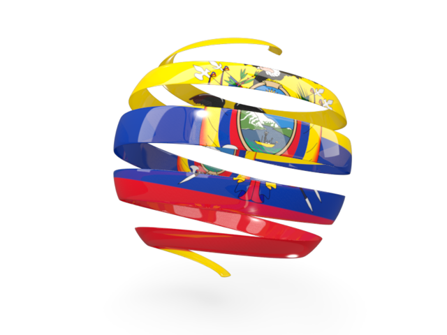 Round 3d icon. Download flag icon of Ecuador at PNG format