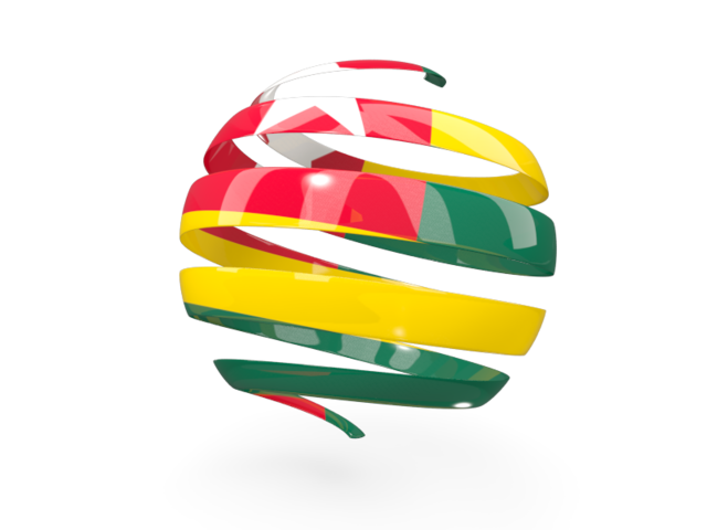 Round 3d icon. Download flag icon of Togo at PNG format