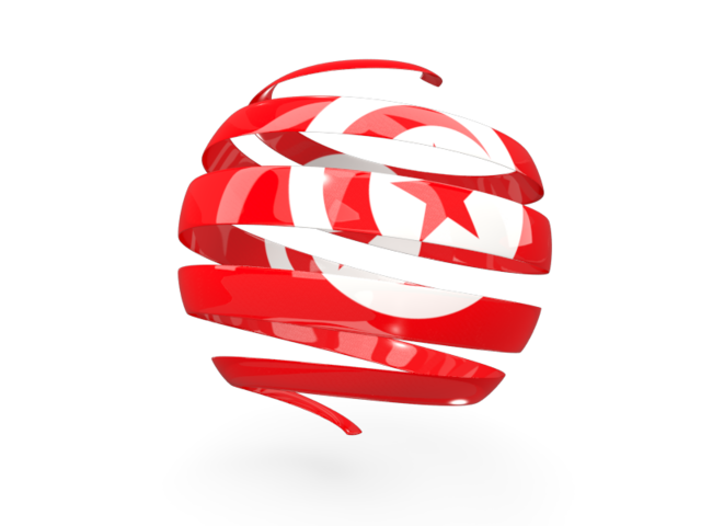 Round 3d icon. Download flag icon of Tunisia at PNG format