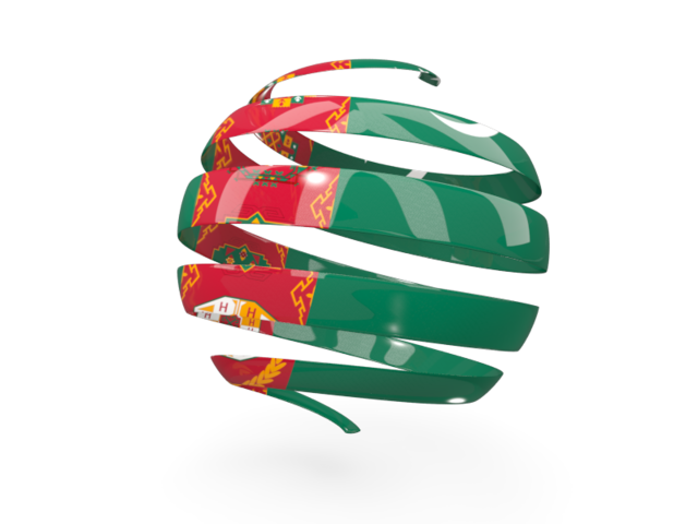 Round 3d icon. Download flag icon of Turkmenistan at PNG format