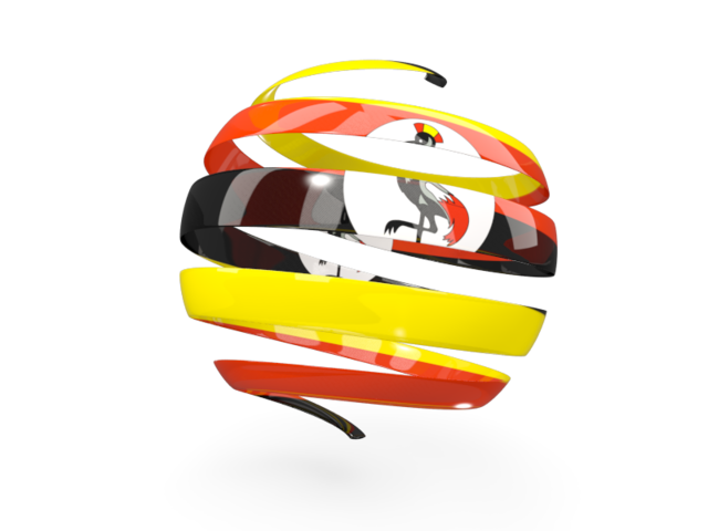 Round 3d icon. Download flag icon of Uganda at PNG format