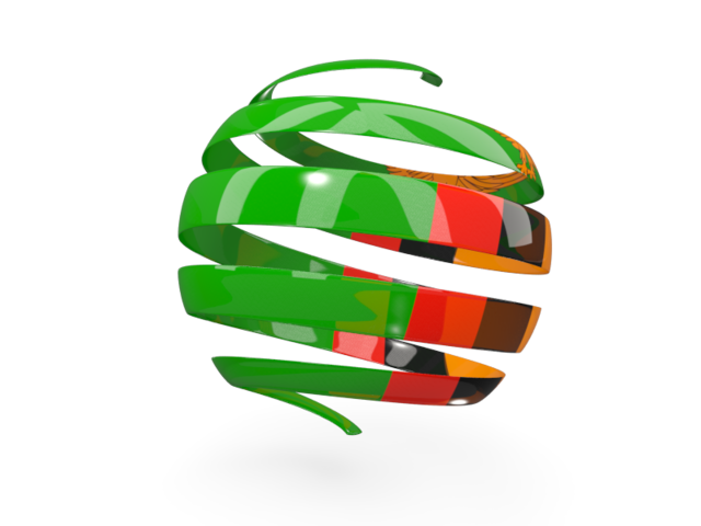 Round 3d icon. Download flag icon of Zambia at PNG format