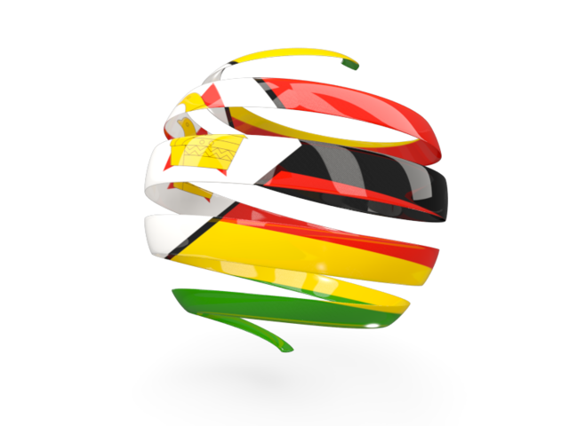Round 3d icon. Download flag icon of Zimbabwe at PNG format