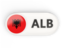 Albania. Round button with ISO code. Download icon.