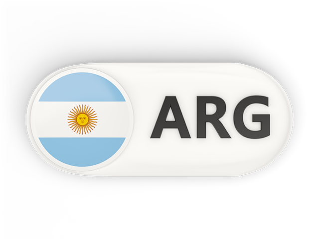 Round button with ISO code. Download flag icon of Argentina at PNG format
