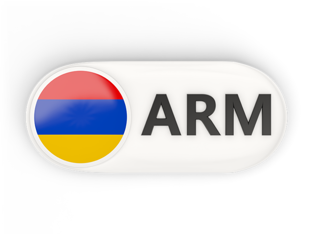 Round button with ISO code. Download flag icon of Armenia at PNG format
