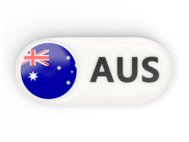 Round button with ISO code. Download flag icon of Australia at PNG format