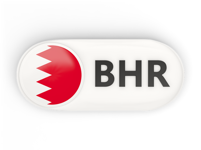 Round button with ISO code. Download flag icon of Bahrain at PNG format