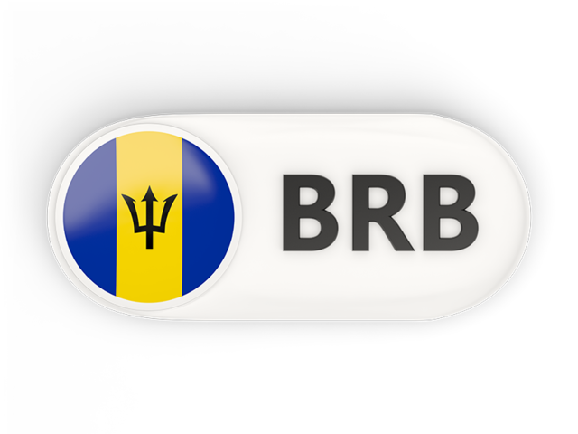 Round button with ISO code. Download flag icon of Barbados at PNG format