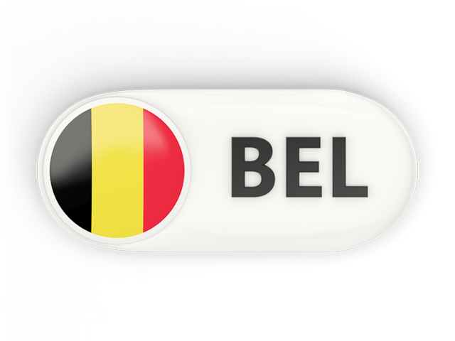 Round button with ISO code. Download flag icon of Belgium at PNG format