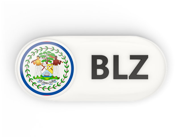 Round button with ISO code. Download flag icon of Belize at PNG format