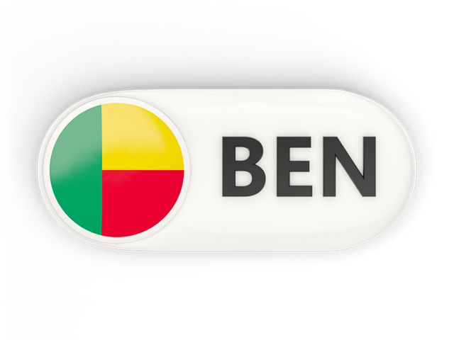 Round button with ISO code. Download flag icon of Benin at PNG format