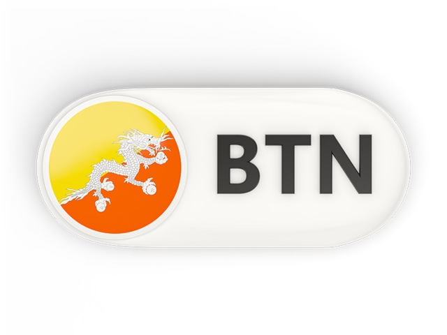 Round button with ISO code. Download flag icon of Bhutan at PNG format