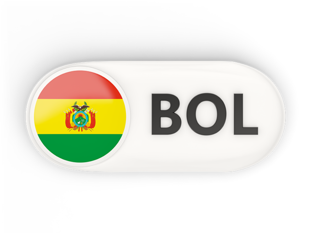 Round button with ISO code. Download flag icon of Bolivia at PNG format