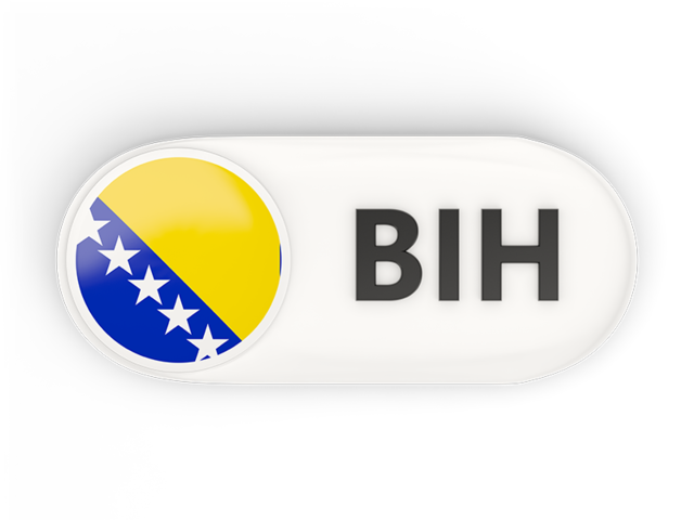 Round button with ISO code. Download flag icon of Bosnia and Herzegovina at PNG format