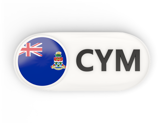 Round button with ISO code. Download flag icon of Cayman Islands at PNG format