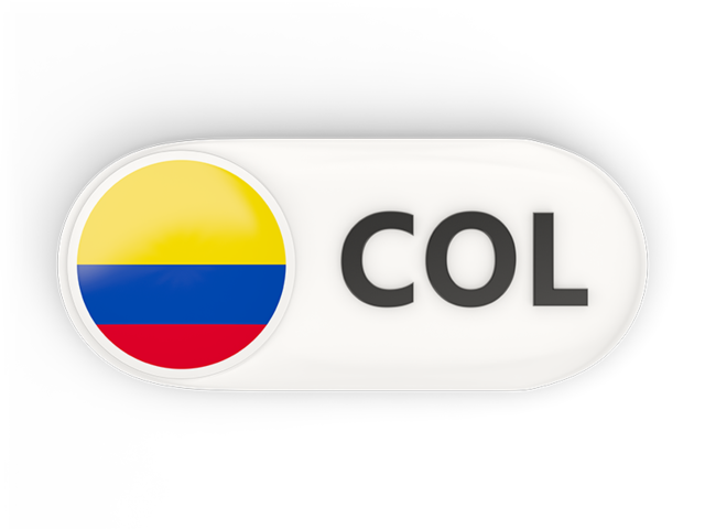 Round button with ISO code. Download flag icon of Colombia at PNG format