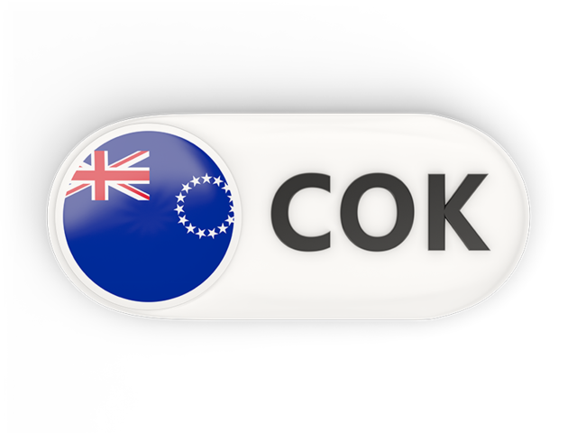 Round button with ISO code. Download flag icon of Cook Islands at PNG format