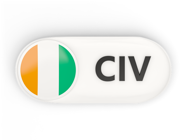 Round button with ISO code. Download flag icon of Cote d'Ivoire at PNG format