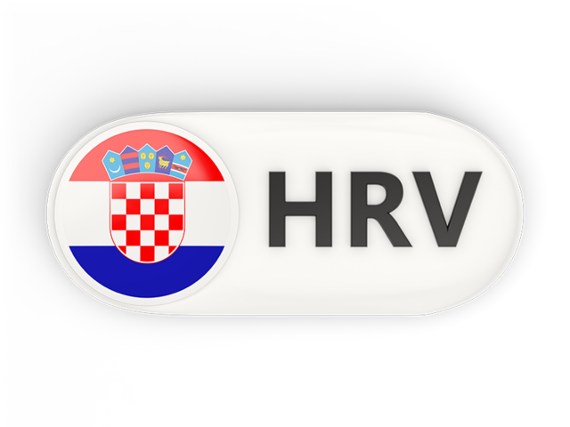Round button with ISO code. Download flag icon of Croatia at PNG format
